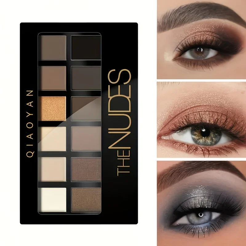 Eyeshadow Palette Professional 12 Colors Natural Shimmer Matte Nudes Cosmetic Eye Makeup Plate for Makeup Artists