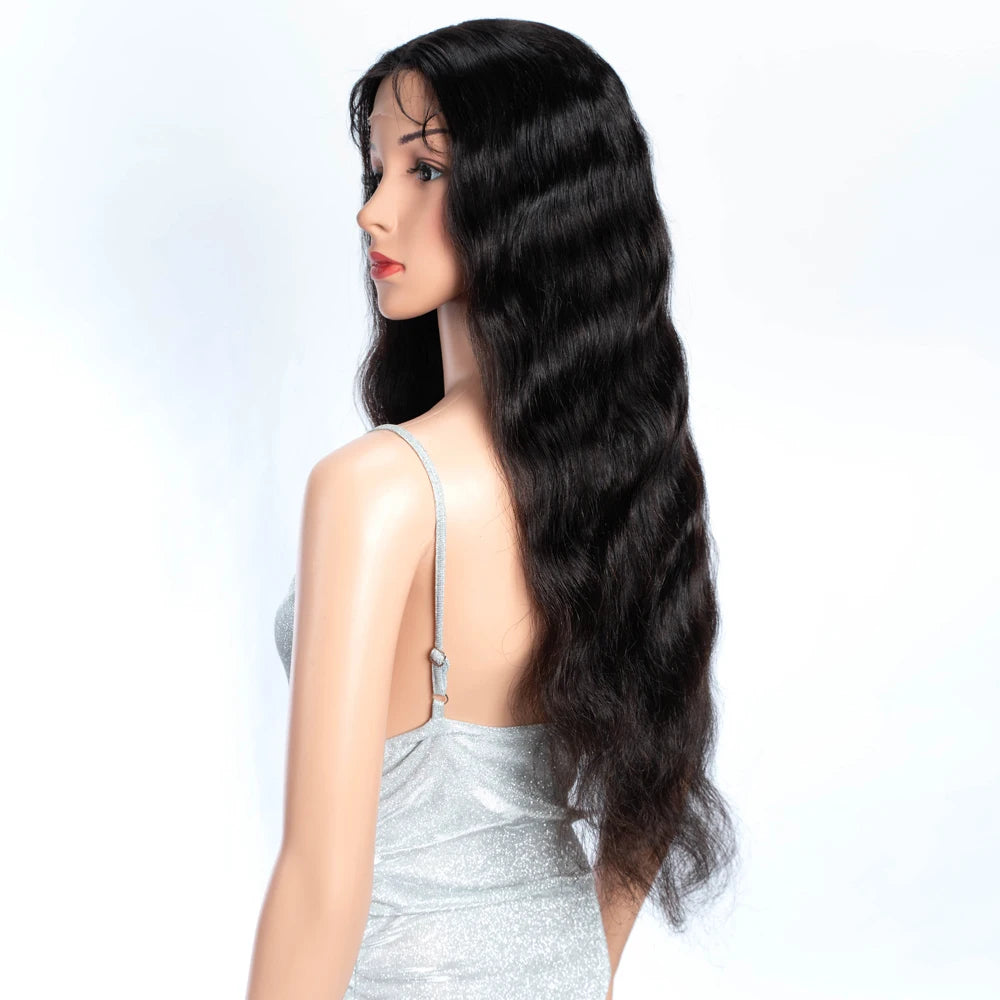 Lekker Long Body Wave 100% Human Hair Wigs For Women Brazilian 13x1 T Lace front Wavy Glueless