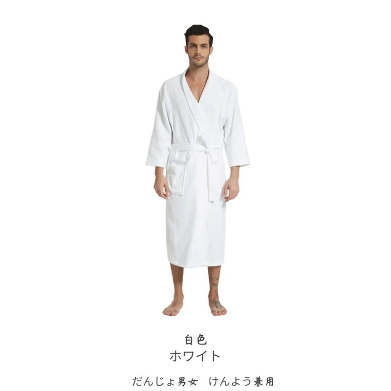 Bathrobe for Men Long Towel Sleepwear Women Dressing Gown