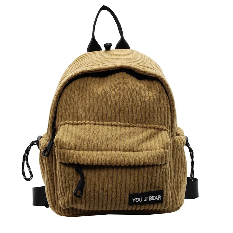 Men Women Corduroy Small Purse with Adjustable Strap Daily Backpack Trendy for Work Travel