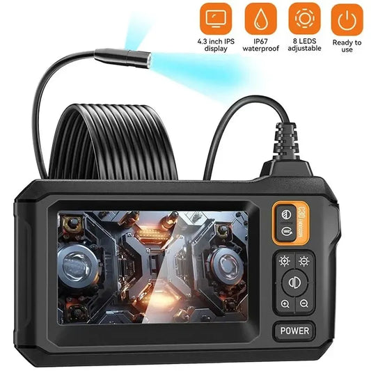 Industrial Endoscope Camera 8mm HD1080P 4.3inch IPS Screen Pipe Inspection Camera for Car Repair IP67 Waterproof 8 LEDS