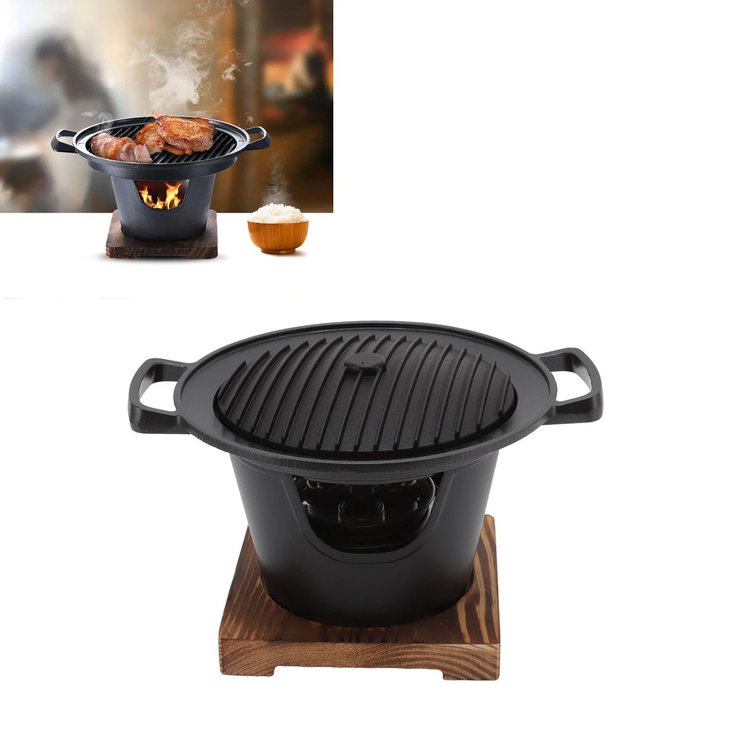Portable Smokeless Hibachi Charcoal Grill Aluminium Alloy Mini Barbecue for Camping Home BBQ Accessories