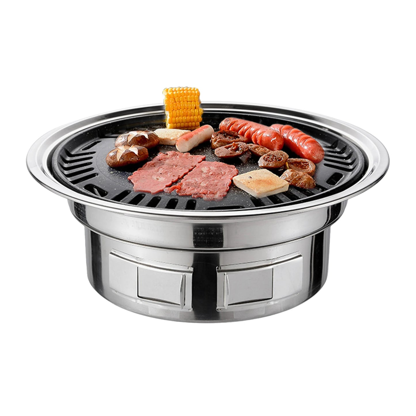13 Inch Korean BBQ Grill Multifunctional Charcoal round Stove Tabletop Smoker with Grilled Net & Tray for Camping