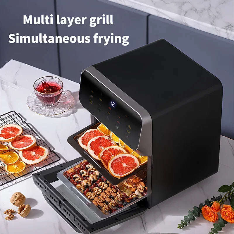 12L Electric Air Fryer Large Capacity Convection Oven Deep Fryer Without Oil Kitchen 360°Baking Viewable Window