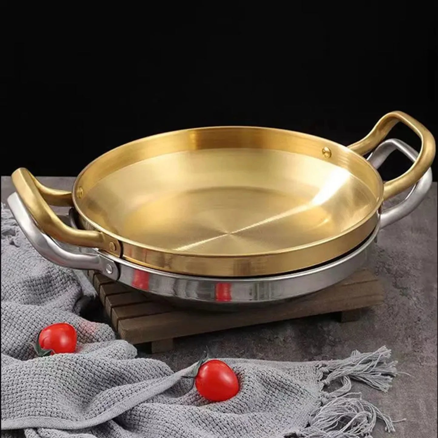 Thickened Stainless Steel Multipurpose Frying Pan Double Ear BBQ Plate - High-Quality