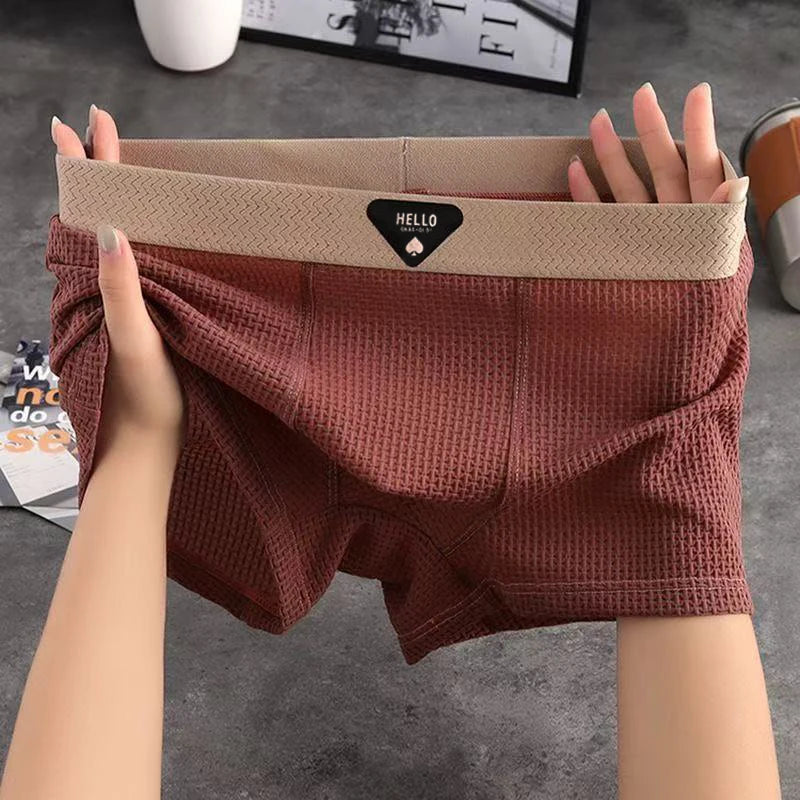 4pcs Men's Boxer Shorts Ice Silk Underwear Cool Breathable Plus Size Underpants