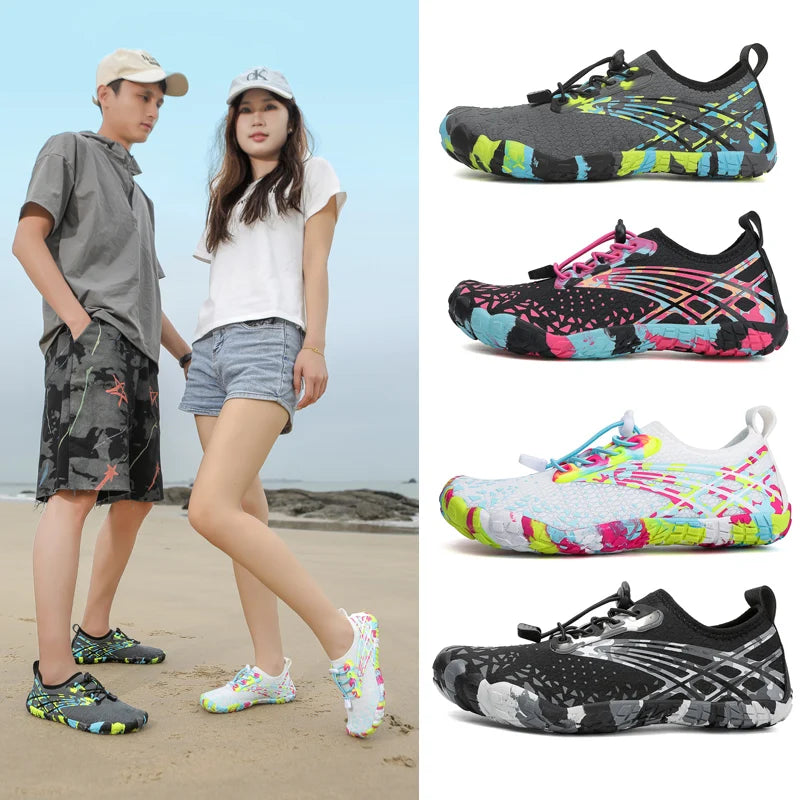 Men Women Water shoes Upstream Wading Swimming Barefoot Five Fingers Aqua Shoes Colorful Beach Seaside Light Unisex Sneakers