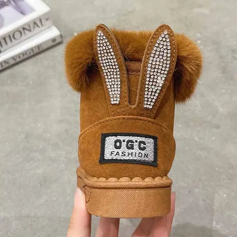 Kids Genuine Cowhide Snow Boots Winter Baby Soft Warm Cotton Shoes Boys Girls Fur Suede Boots