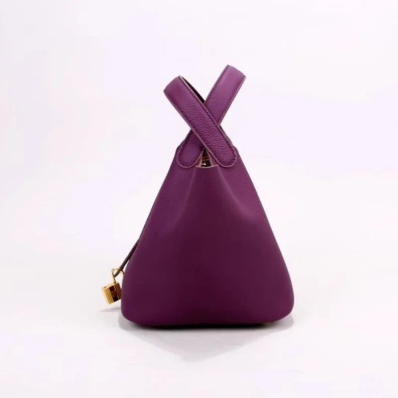 Women Summer Sea Basket Bag Soft PU Leather Medium  Handbag Versatile Commuter Tote