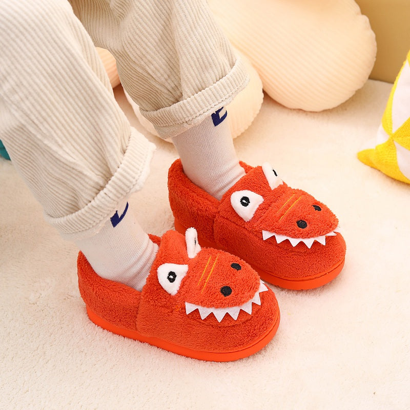 Boys Cute Dinosaur Footwear Winter Indoor/Outdoor Easy Slip-On for Bedtime & Play