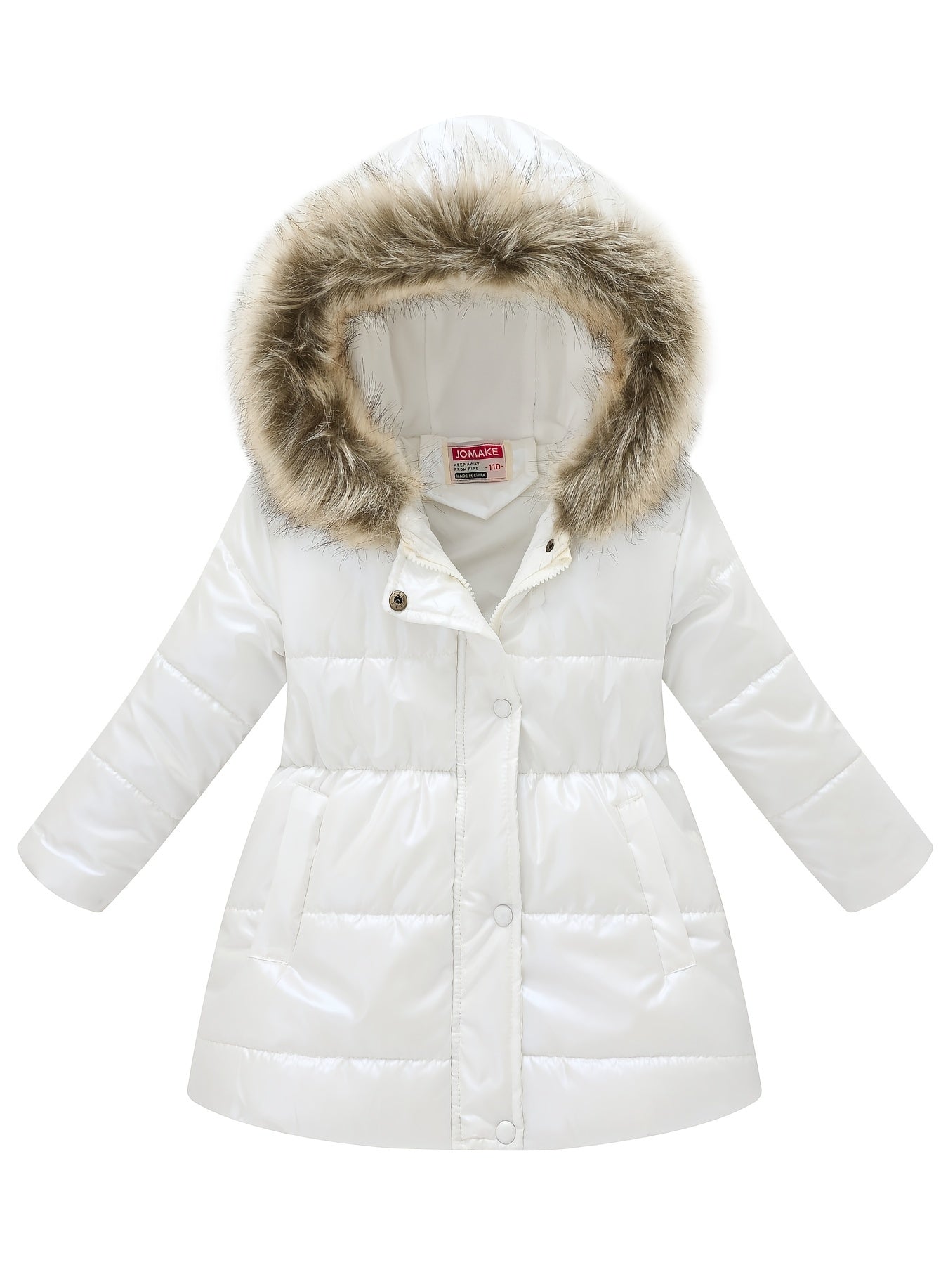 Children Winter Style Thickened Glossy Hooded Jacket for Boys and Girls Mid-Length