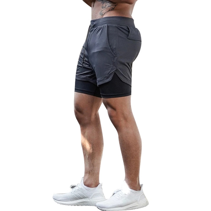 Jogging Sports wear Men 2 In 1 Beach Short Quick Drying Running Fitness Sweatpants