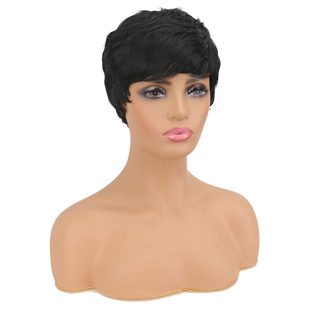 WHIMSICAL W Women Synthetic Short Black Wigs Natural Hair Wigs Heat Resistant Hair Wig for Women