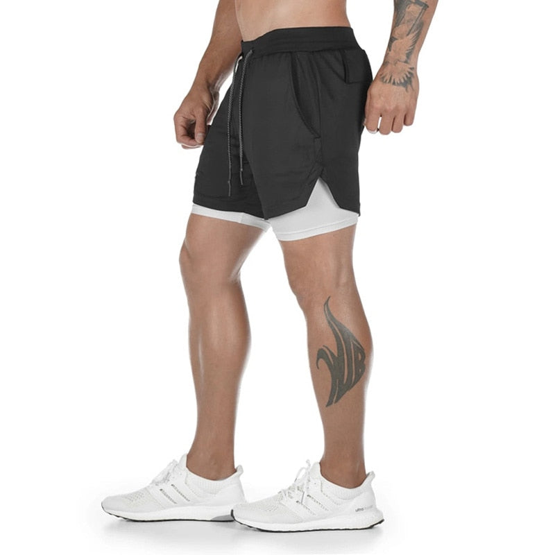 Jogging Sports wear Men 2 In 1 Beach Short Quick Drying Running Fitness Sweatpants