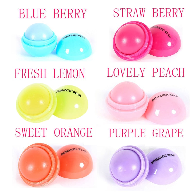 Wholesale 24PCS Ball Lip Balm Makeup Baby Romantic Bear Lips Balm Cute Fruity Flavor Libalm Nutritious Lip Care Cosmetic Lot