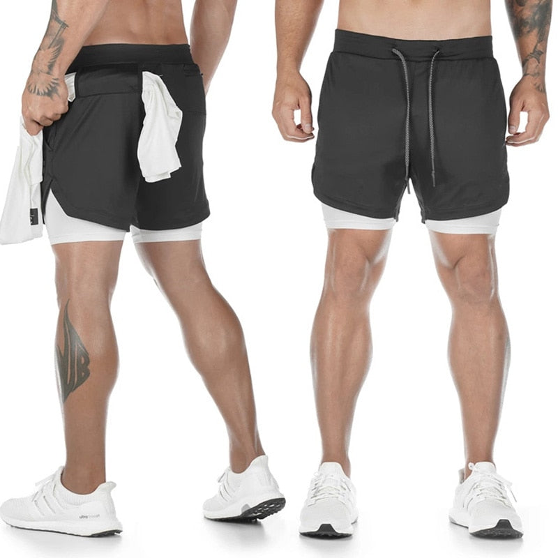 Jogging Sports wear Men 2 In 1 Beach Short Quick Drying Running Fitness Sweatpants