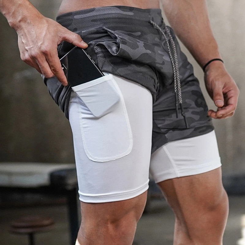 Jogging Sports wear Men 2 In 1 Beach Short Quick Drying Running Fitness Sweatpants