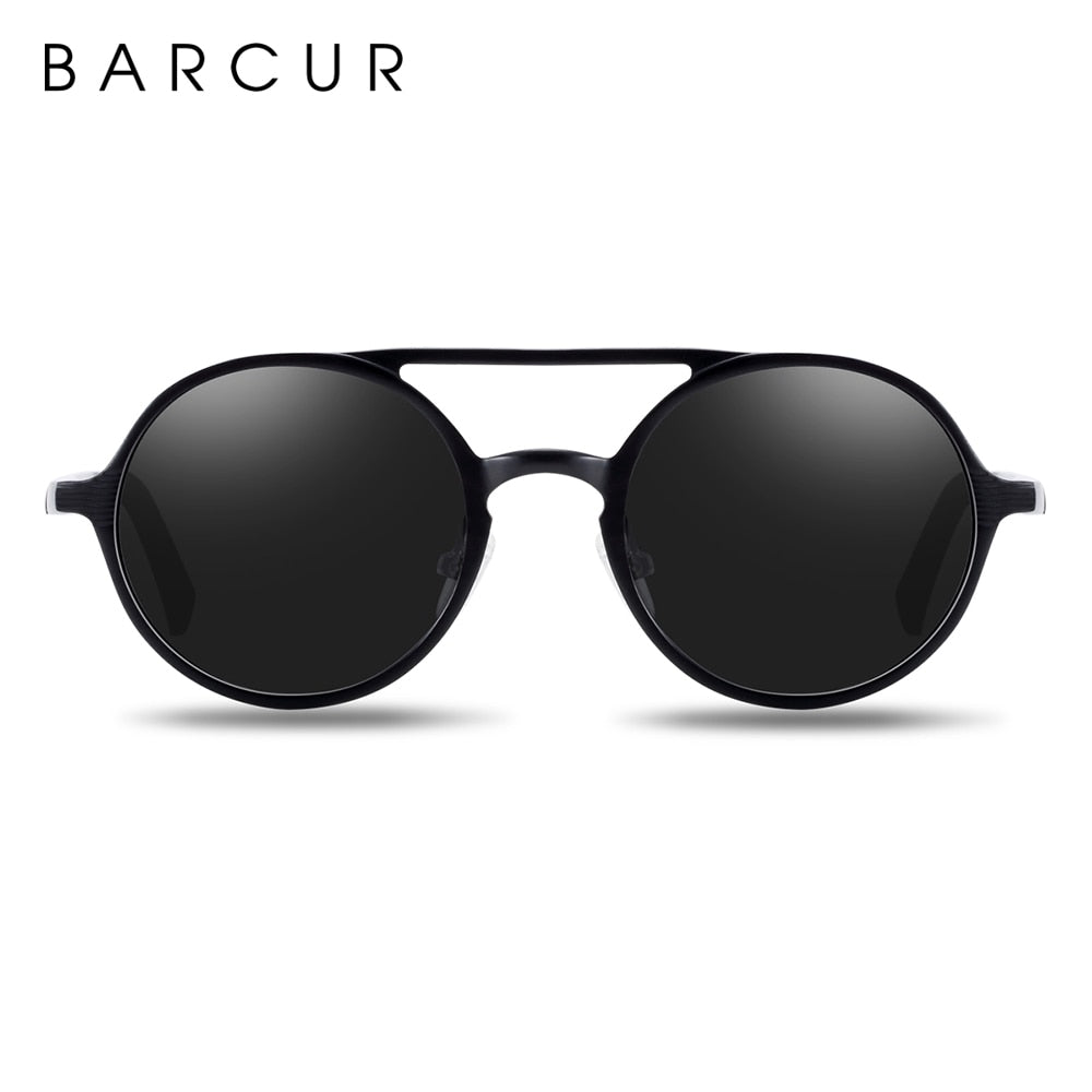 BARCUR Hot Black Goggle Male Round Sunglasses Luxury Brand Men Glasses Retro Vintage Women Sun Glasses UV400 Eyewear