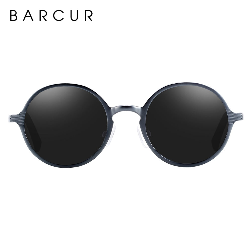 BARCUR Hot Black Goggle Male Round Sunglasses Luxury Brand Men Glasses Retro Vintage Women Sun Glasses UV400 Eyewear