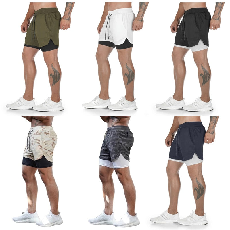 Jogging Sports wear Men 2 In 1 Beach Short Quick Drying Running Fitness Sweatpants