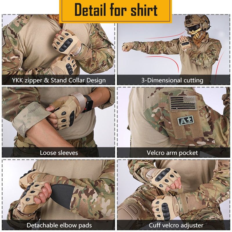 Hunting Clothes camouflage uniform Tactical Combat clothes Airsoft  Paintball Multicam Black Clothing