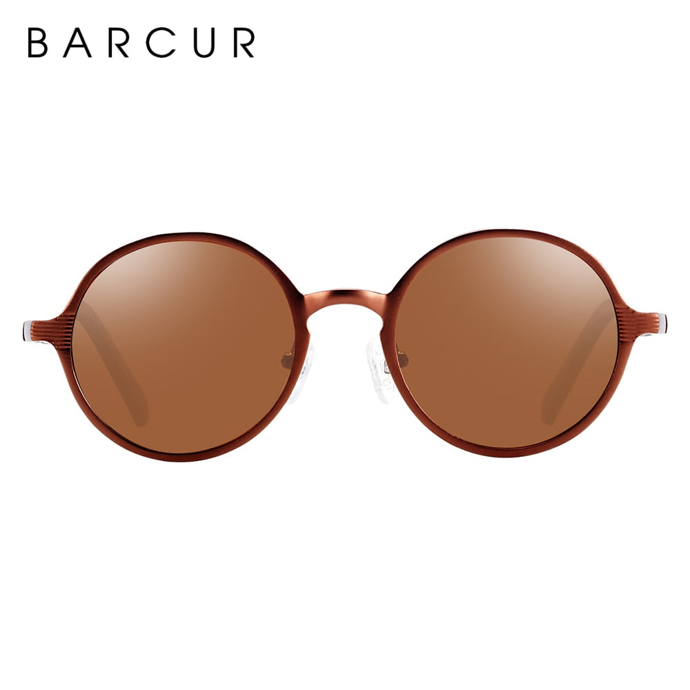 BARCUR Hot Black Goggle Male Round Sunglasses Luxury Brand Men Glasses Retro Vintage Women Sun Glasses UV400 Eyewear