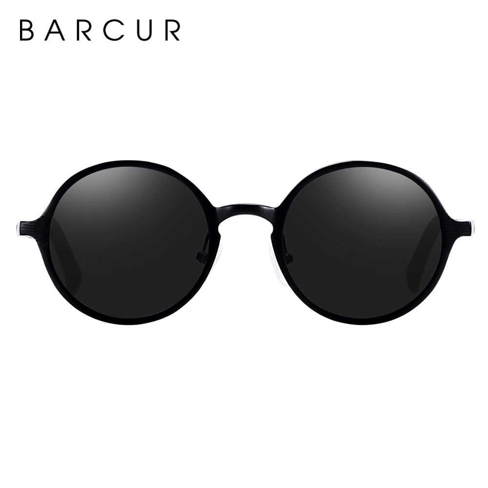 BARCUR Hot Black Goggle Male Round Sunglasses Luxury Brand Men Glasses Retro Vintage Women Sun Glasses UV400 Eyewear