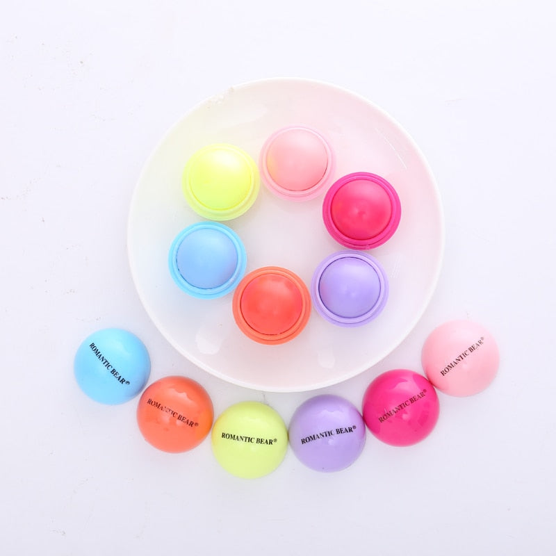 Wholesale 24PCS Ball Lip Balm Makeup Baby Romantic Bear Lips Balm Cute Fruity Flavor Libalm Nutritious Lip Care Cosmetic Lot