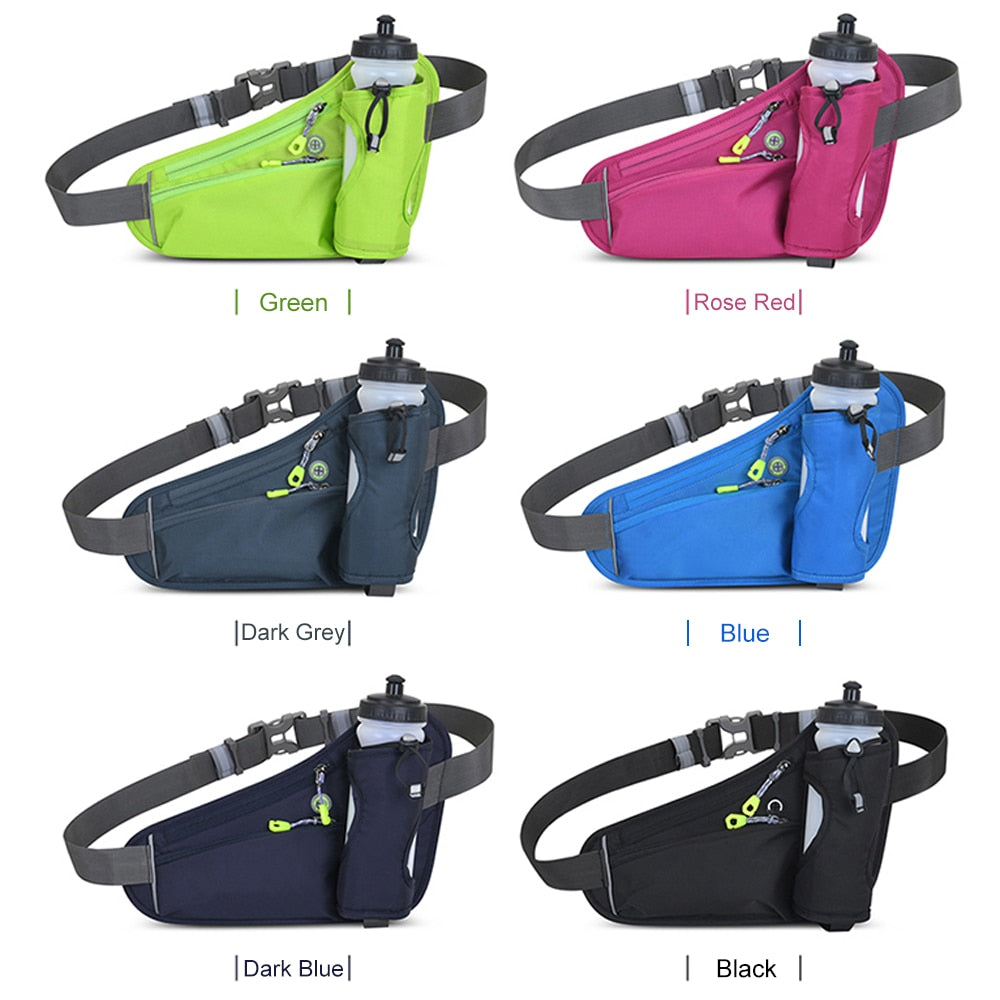 Sports Hydration Belt Bag Running Belt Waist Pack Bum Bag with Water Bottle Holder for Men Women Running Cycling Hiking Walking