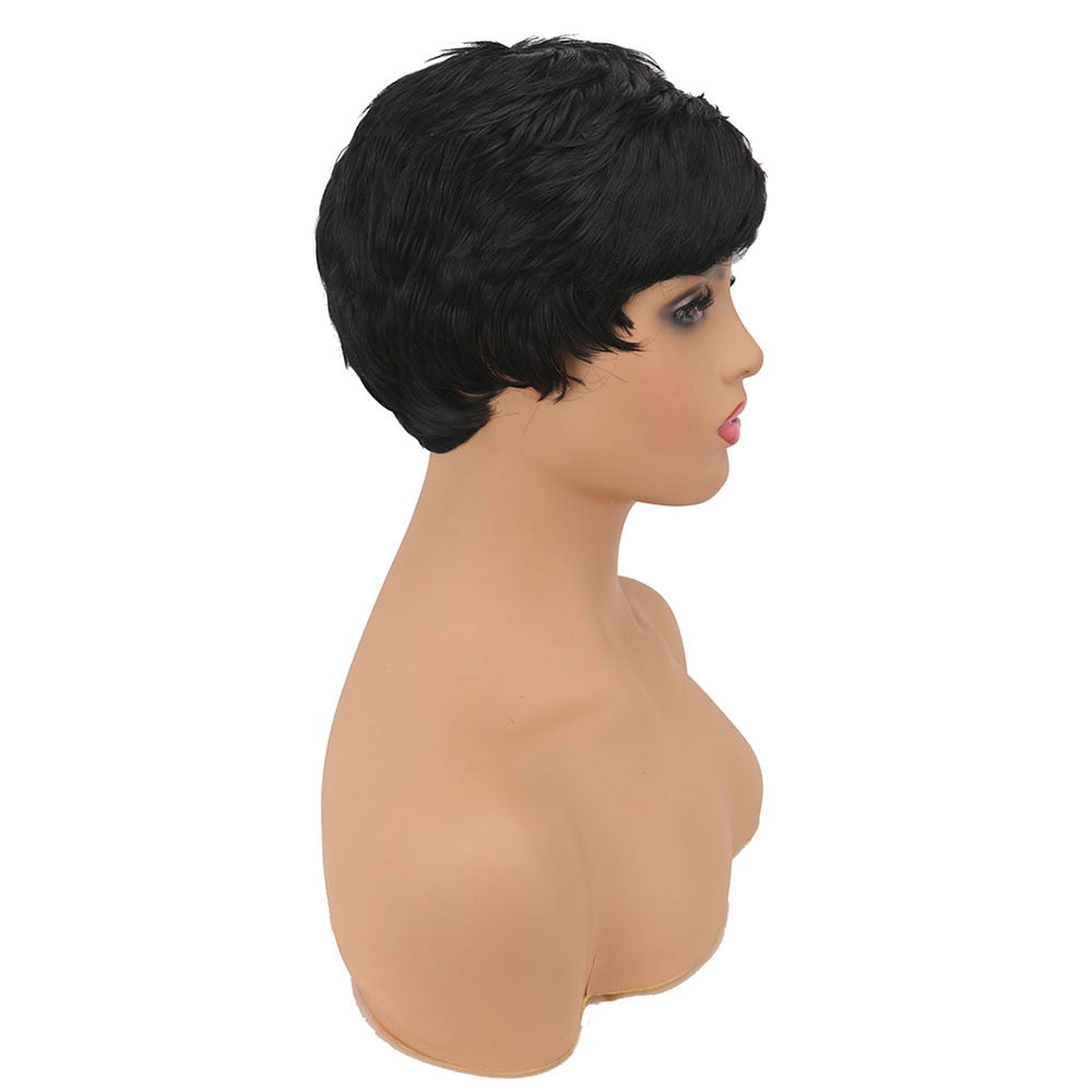 WHIMSICAL W Women Synthetic Short Black Wigs Natural Hair Wigs Heat Resistant Hair Wig for Women