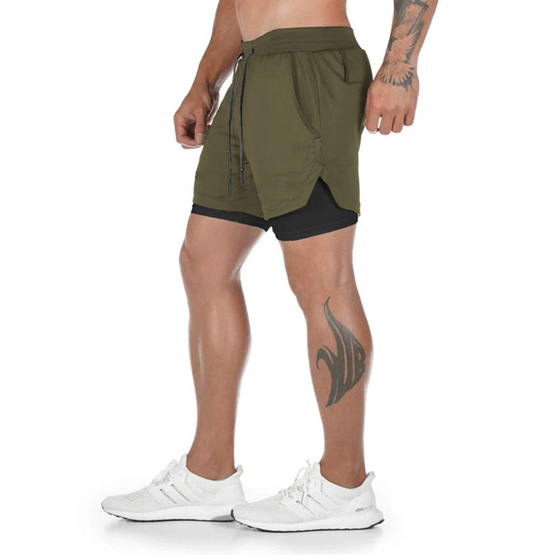 Jogging Sports wear Men 2 In 1 Beach Short Quick Drying Running Fitness Sweatpants