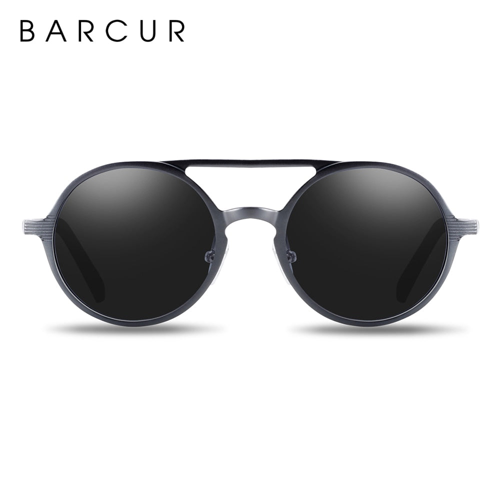 BARCUR Hot Black Goggle Male Round Sunglasses Luxury Brand Men Glasses Retro Vintage Women Sun Glasses UV400 Eyewear