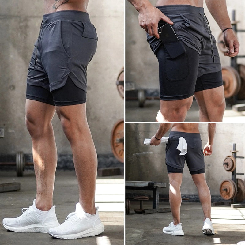 Jogging Sports wear Men 2 In 1 Beach Short Quick Drying Running Fitness Sweatpants