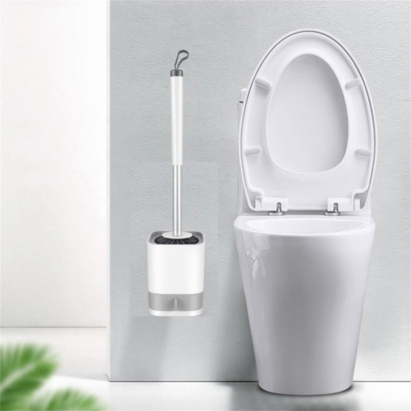 Toilet Brush with Holder Long Handle Toilet Cleaning Brush Soft Bristles Wall Mounted Cleaning Products Bathroom Accessories Set