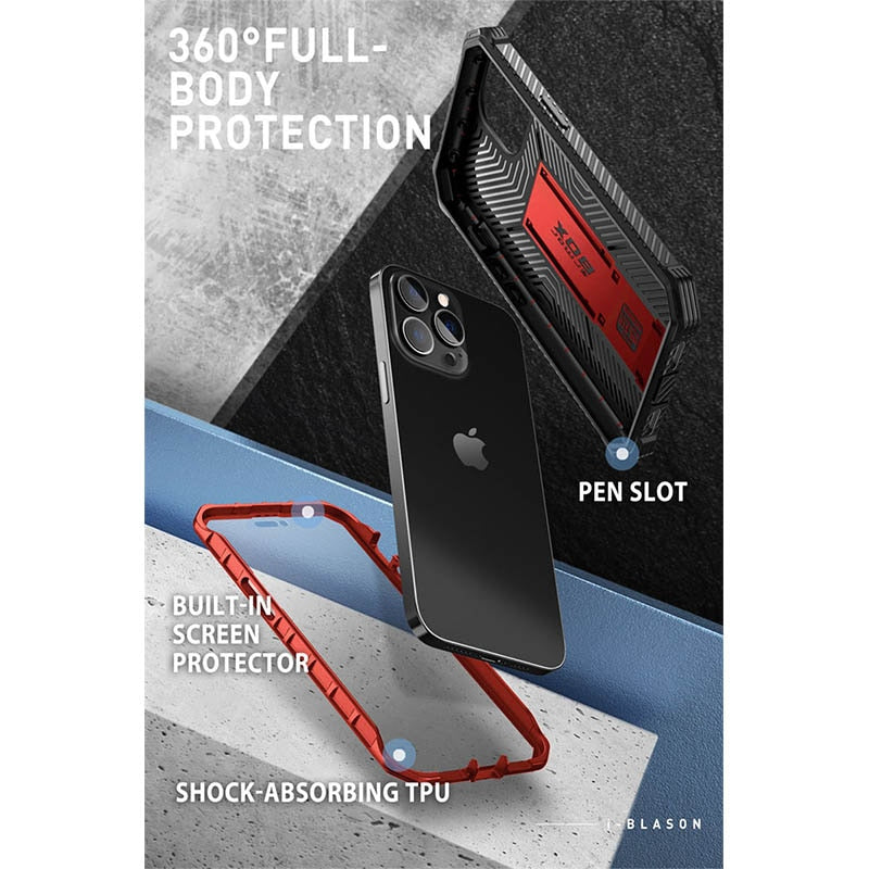 For iPhone 14 Pro Max Case & quot; Armorbox Full-Body Dual Layer Holster Case with Built in Screen Protector