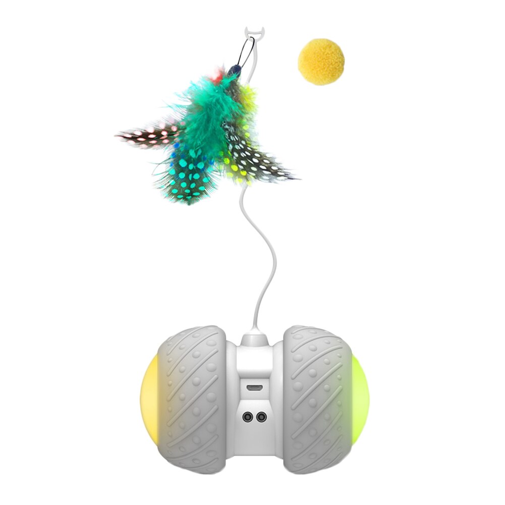 Smart Cat Toy Rotating Running Toy for Cats Funny Pet Game Electronic Cat Interactive Toy LED Light Feather Toys Kitten Training