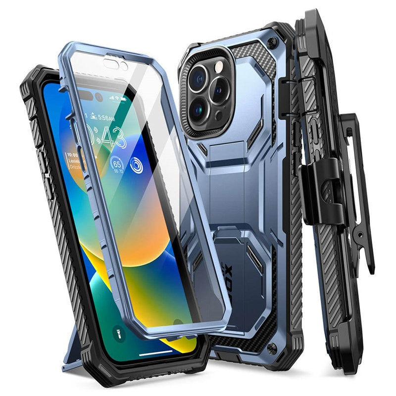 For iPhone 14 Pro Max Case & quot; Armorbox Full-Body Dual Layer Holster Case with Built in Screen Protector