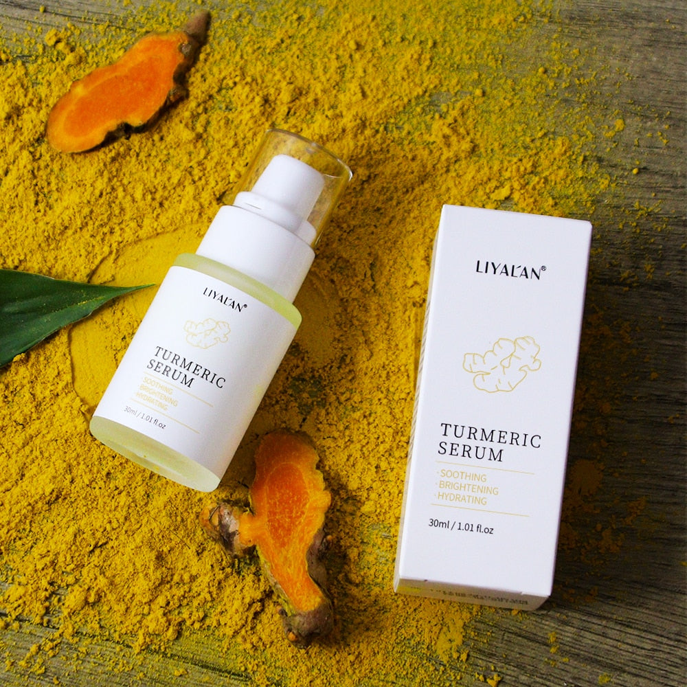 Turmeric Face Serum With Vitamin C Skin Glow Facial Anti Acne Soothing Brightening Hydrating Ginger Tumeric Liquid Essence 30ML