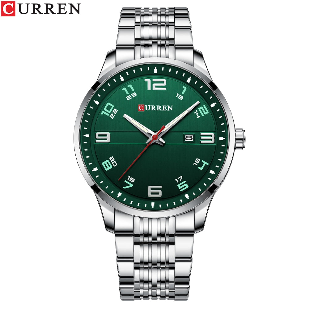 CURREN Business Men Luxury Stainless Steel Quartz Wristwatches Auto Date with Luminous Hands