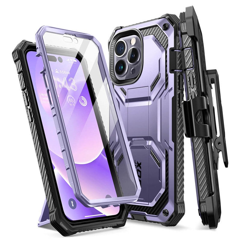 For iPhone 14 Pro Max Case & quot; Armorbox Full-Body Dual Layer Holster Case with Built in Screen Protector