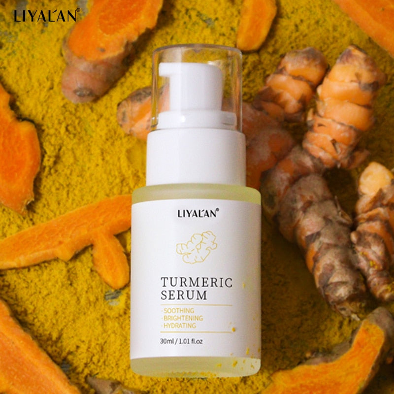 Turmeric Face Serum With Vitamin C Skin Glow Facial Anti Acne Soothing Brightening Hydrating Ginger Tumeric Liquid Essence 30ML