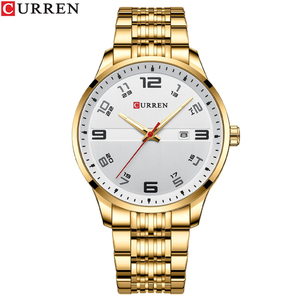 CURREN Business Men Luxury Stainless Steel Quartz Wristwatches Auto Date with Luminous Hands