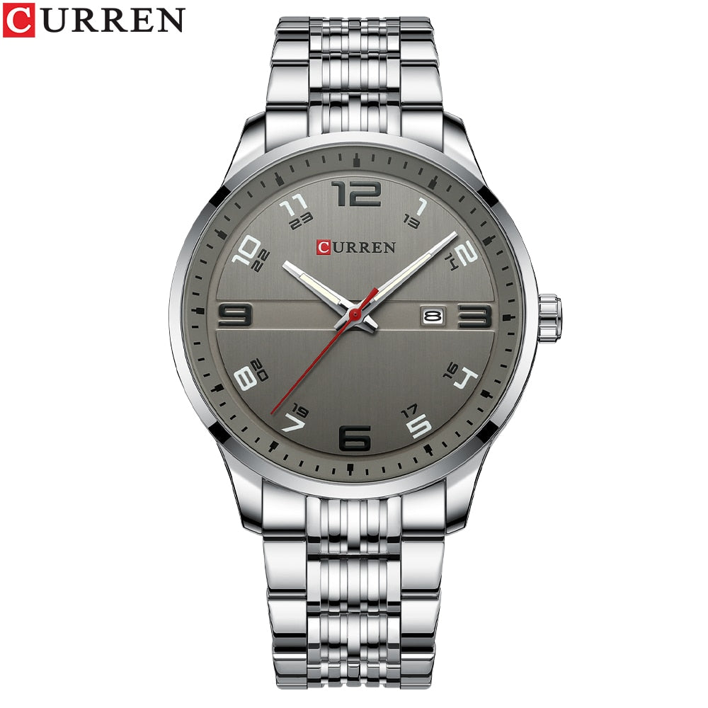 CURREN Business Men Luxury Stainless Steel Quartz Wristwatches Auto Date with Luminous Hands