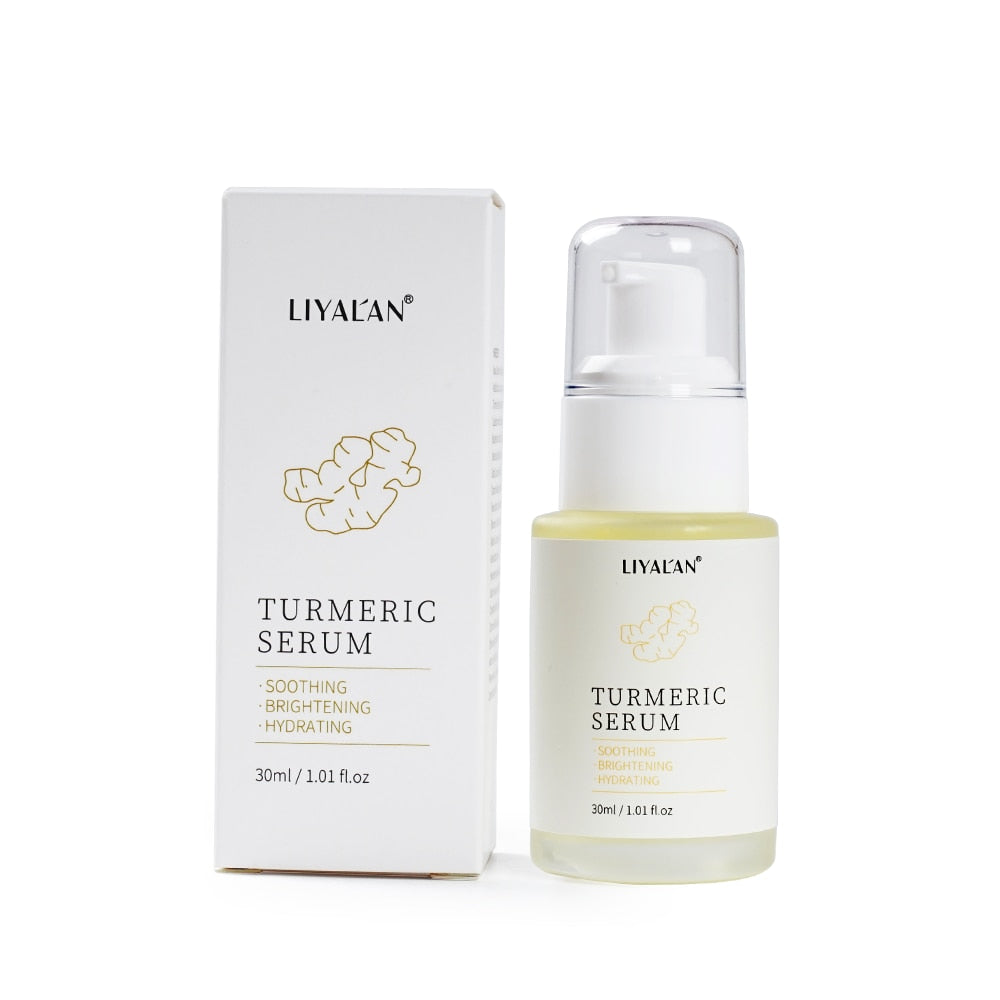 Turmeric Face Serum With Vitamin C Skin Glow Facial Anti Acne Soothing Brightening Hydrating Ginger Tumeric Liquid Essence 30ML