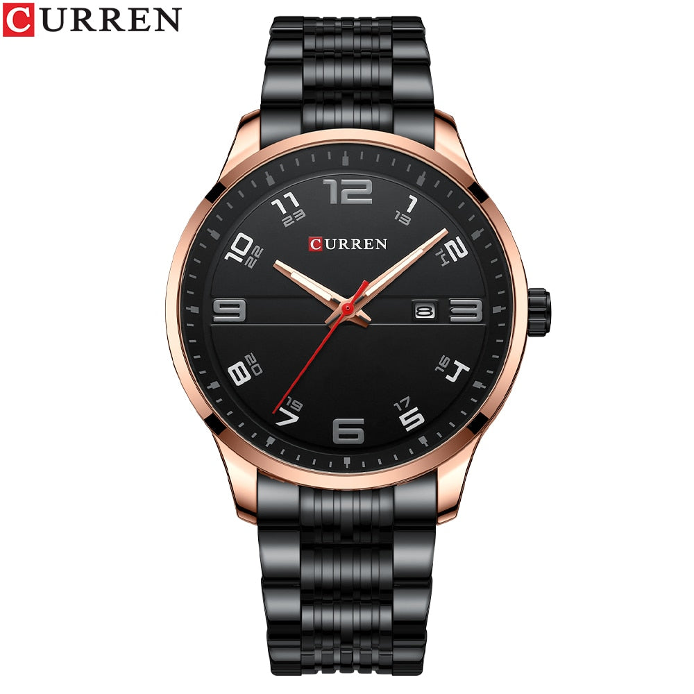 CURREN Business Men Luxury Stainless Steel Quartz Wristwatches Auto Date with Luminous Hands