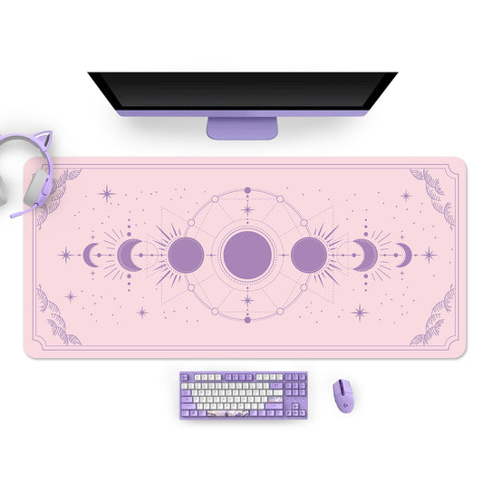 Extra Large Kawaii Purple Gaming Mouse Pad Moon Phase Magic Celestia XXL Desk Mat Water Proof Nonslip Laptop Desk Accessories