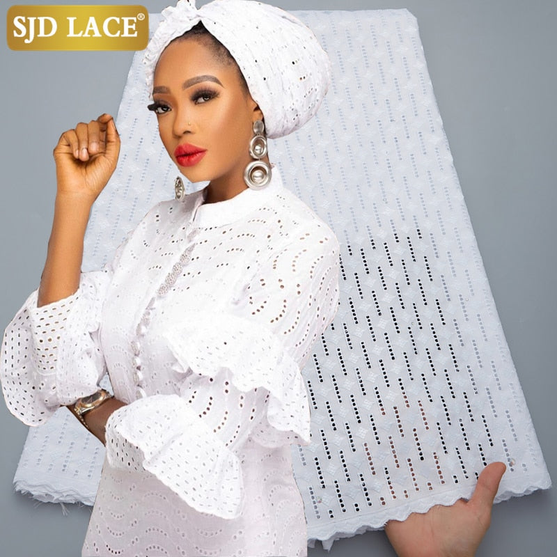 SJD LACE Pure White Swiss Voile Lace In Switzerland Man Daily Dress Materials African Lace Fabric Embroidery Dress Sewing A2794