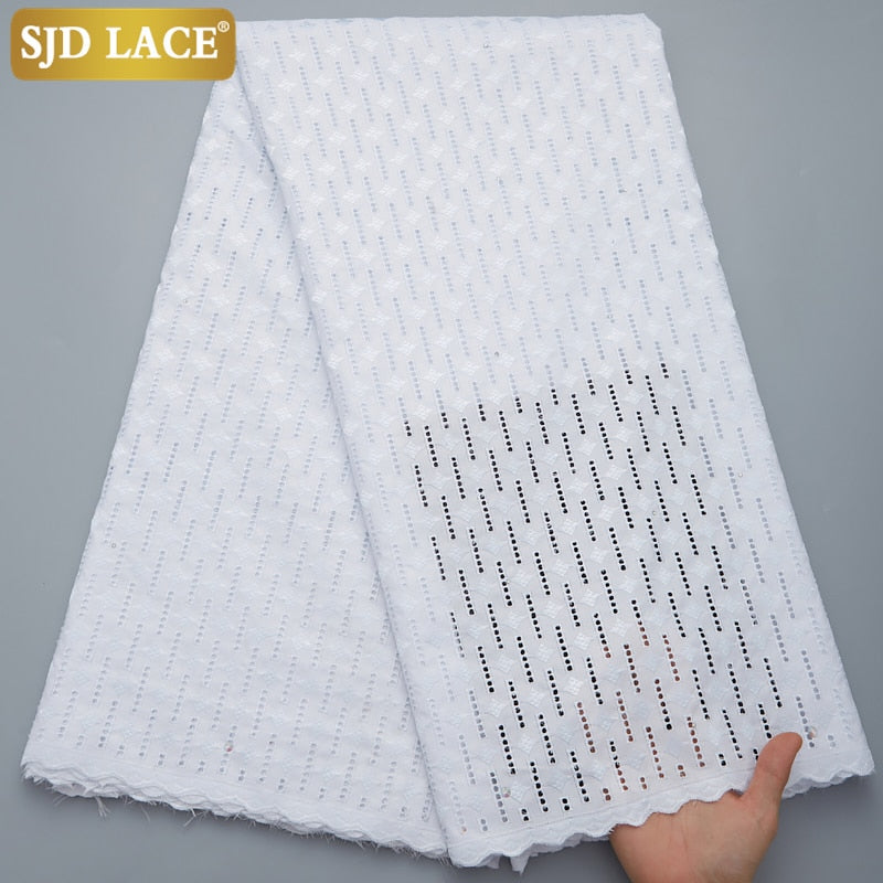 SJD LACE Pure White Swiss Voile Lace In Switzerland Man Daily Dress Materials African Lace Fabric Embroidery Dress Sewing A2794