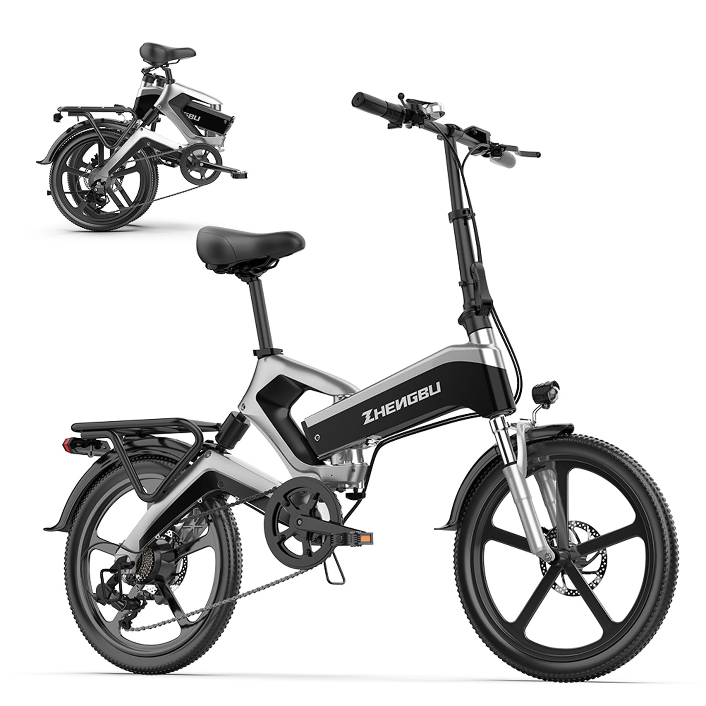 ZHENGBU Adult Electric Bicycle 500W K6 20 Inch Foldable Electric Bike 48V 12.8AH Li-ion Battery Urban Ebike With Shimano 7 Speed